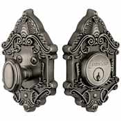 Grandeur Grande Victorian Solid Brass Rose Keyed Entry Single Cylinder Deadbolt with 2-3/4" Backset Antique Pewter