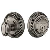 Grandeur Newport Solid Brass Rose Keyed Entry Single Cylinder Deadbolt with 2-3/4" Backset Antique Pewter