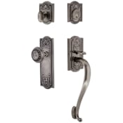 Grandeur Parthenon Solid Brass Sectional Single Cylinder Keyed Entry Handleset with Parthenon Interior Knob and 2-3/4" Backset Antique Pewter