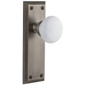 Grandeur Fifth Avenue Solid Brass Rose Privacy Door Knob Set with Hyde Park Knob and 2-3/8" Backset Antique Pewter