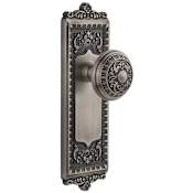 Grandeur Windsor Solid Brass Rose Dummy Door Knob Set with Windsor Knob Antique Pewter