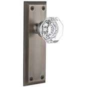 Grandeur Fifth Avenue Solid Brass Rose Single Dummy Door Knob with Chambord Crystal Knob Antique Pewter