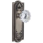 Grandeur Parthenon Solid Brass Rose Single Dummy Door Knob with Fontainebleau Crystal Knob Antique Pewter