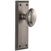 Grandeur Fifth Avenue Solid Brass Passage Door Knob Set with Eden Prairie Knob and 2-3/8" Backset Antique Pewter