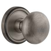 Grandeur Georgetown - Contemporary Passage Door Knob Set with Fifth Avenue Knob and 2-3/8" Backset - Solid Brass Antique Pewter