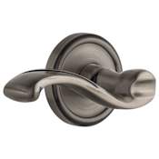 Grandeur Georgetown Solid Brass Rose Left Handed Passage Lever Set with Portofino Lever and 2-3/8" Backset Antique Pewter