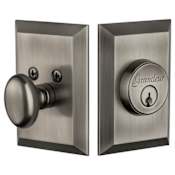 Grandeur Fifth Avenue Solid Brass Keyed Entry Single Cylinder Deadbolt with 2-3/8" Backset Antique Pewter