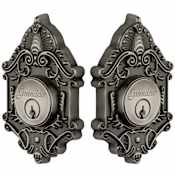 Grandeur Grande Victorian Solid Brass Rose Keyed Entry Double Cylinder Deadbolt with 2-3/8" Backset Antique Pewter