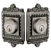 Grandeur Windsor Solid Brass Rose Keyed Entry Double Cylinder Deadbolt with 2-3/8" Backset Antique Pewter