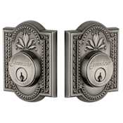 Grandeur Parthenon Solid Brass Rose Double Cylinder Keyed Entry Deadbolt with 2-3/8" Backset Antique Pewter