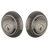 Grandeur Newport Solid Brass Rose Keyed Entry Double Cylinder Deadbolt with 2-3/8" Backset Antique Pewter