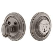 Grandeur Circulaire Solid Brass Rose Single Cylinder Deadbolt with 2-3/4" Backset Antique Pewter