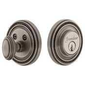 Grandeur Soleil Solid Brass Single Cylinder Deadbolt with 2-3/8" Backset Antique Pewter