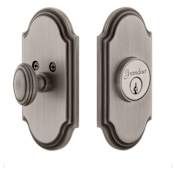 Grandeur Arc Solid Brass Single Cylinder Deadbolt with 2-3/4" Backset Antique Pewter