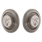 Grandeur Circulaire Solid Brass Rose Double Cylinder Deadbolt with 2-3/4" Backset Antique Pewter