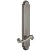 Grandeur Arc Solid Brass Tall Plate Rose Right Handed Single Dummy Door Lever with Newport Lever Antique Pewter