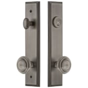Grandeur Carre Solid Brass Tall Plate Single Cylinder Keyed Entry Set with Circulaire Knob and 2-3/4" Backset Antique Pewter