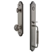 Grandeur Arc Solid Brass Rose Keyed Entry Single Cylinder Full Plate "C" Grip Handleset with Windsor Knob and 2-3/8" Backset Antique Pewter