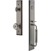 Grandeur Fifth Avenue Solid Brass Rose Keyed Entry Single Cylinder "C" Grip Handleset with Bouton Knob and 2-3/4" Backset Antique Pewter