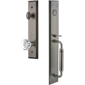 Grandeur Fifth Avenue Solid Brass Rose Keyed Entry Single Cylinder "C" Grip Handleset with Chambord Crystal Knob and 2-3/8" Backset Antique Pewter