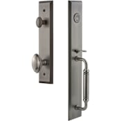 Grandeur Fifth Avenue Solid Brass Rose Keyed Entry Single Cylinder "C" Grip Handleset with Eden Prairie Knob and 2-3/8" Backset Antique Pewter