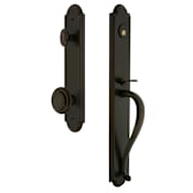 Grandeur Arc Solid Brass Rose Keyed Entry Single Cylinder Full Plate "S" Grip Handleset with Circulaire Knob and 2-3/8" Backset Timeless Bronze