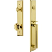 Grandeur Fifth Avenue Solid Brass Rose Keyed Entry Single Cylinder "D" Grip Handleset with Circulaire Knob and 2-3/4" Backset Lifetime Brass
