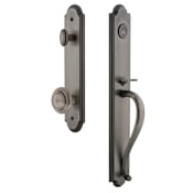 Grandeur Arc Solid Brass Rose Dummy Full Plate 'S' Grip Handleset with Circulaire Knob Antique Pewter