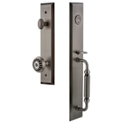 Grandeur Fifth Avenue Solid Brass Rose Dummy Full Plate "F" Grip Handleset with Parthenon Knob Antique Pewter