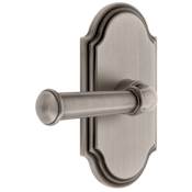 Grandeur Arc Solid Brass Left Handed Passage Set with Georgetown Lever and 2-3/8" Backset Antique Pewter
