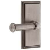Grandeur Carre Solid Brass Left Handed Passage Set with Georgetown Lever and 2-3/8" Backset Antique Pewter