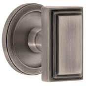 Grandeur Carre Solid Brass Passage Door Knob Set with Circulaire Trim from the Concealed Screw Collection - 2-3/8" Backset Antique Pewter