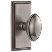 Grandeur Eden Prairie Solid Brass Non-Turning Two-Sided Dummy Door Knob Set with Carre Short Trim from the Concealed Screw Collection Antique Pewter