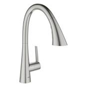Grohe Zedra 1.75 GPM Single Hole Pull Down Kitchen Faucet with SilkMove Technology SuperSteel