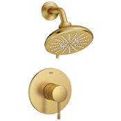 Grohe Essence Shower Only Trim Package with 1.75 GPM Multi Function Shower Head with DreamSpray, EcoJoy, DripStop, SmartToggle, SpeedClean, and SilkMove Technologies Brushed Cool Sunrise
