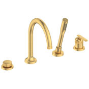 Grohe Listra Deck Mounted Roman Tub Filler with Built-In Diverter - Includes Hand Shower Brushed Cool Sunrise