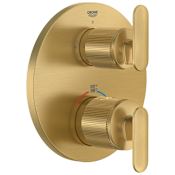 Grohe Listra Two Function Thermostatic Valve Trim Only with Dual Lever Handles and Integrated Diverter - Less Rough In Brushed Cool Sunrise