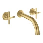 Grohe Atrio New 1.2 GPM Wall Mounted Widespread Bathroom Faucet - Less Handles Brushed Cool Sunrise