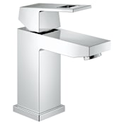Grohe Eurocube 1.2 GPM Single Handle Single Hole Bathroom Faucet with SilkMove Handle - Less Drain Assembly Starlight Chrome