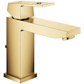 Grohe Eurocube 1.2 GPM Single Hole Bathroom Faucet with SilkMove, StarLight, EcoJoy, and QuickFix Technologies - Includes Drain Assembly Brushed Cool Sunrise