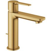 Grohe Lineare 1.2 GPM Single Hole Bathroom Faucet with SilkMove, StarLight, AquaGlide, and QuickFix Technologies - Includes Pop-Up Drain Assembly Brushed Cool Sunrise