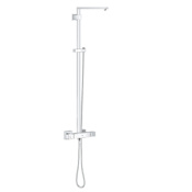 Grohe Euphoria Cube Double Handle Thermostatic Shower System 39-9/16" Center to Center - Less Shower Head and Handshower Starlight Chrome