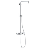 Grohe Euphoria SmartControl Thermostatic Shower System with Slide Bar, Hose, and Valve Trim - Less Hand Shower and Shower Head Starlight Chrome
