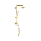 Grohe Retro-Fit 2.5 GPM Shower System with Multi Function Shower Head, Slide Bar, Single Function Hand Shower, and 17-11/16" Swivel Shower Arm Brushed Cool Sunrise