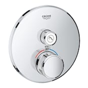 Grohe Grohtherm Single Function Thermostatic Valve Trim Only with Double Knob Handles and Volume Control - Less Rough In Starlight Chrome