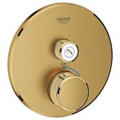Grohe Grohtherm Single Function Thermostatic Valve Trim Only with Double Knob Handles and Volume Control - Less Rough In Brushed Cool Sunrise