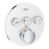 Grohe SmartControl Triple Function Thermostatic Valve Trim Only with SmartControl, EcoJoy, and TurboStat - Less Rough-In Valve Moon White