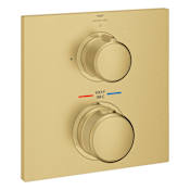 Grohe Allure New Two Function Thermostatic Valve Trim Only with Dual Knob Handles, Integrated Diverter, and Volume Control - Less Rough In Brushed Cool Sunrise