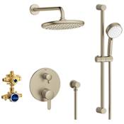 Grohe Cosmopolitan Pressure Balanced Shower System with Shower Head, Hand Shower, Slide Bar, Shower Arm, Hose, and Valve Trim Brushed Nickel