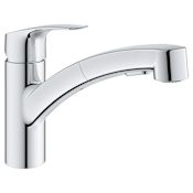 Grohe Eurosmart 1.75 GPM Single Hole Pull Out Kitchen Faucet Starlight Chrome